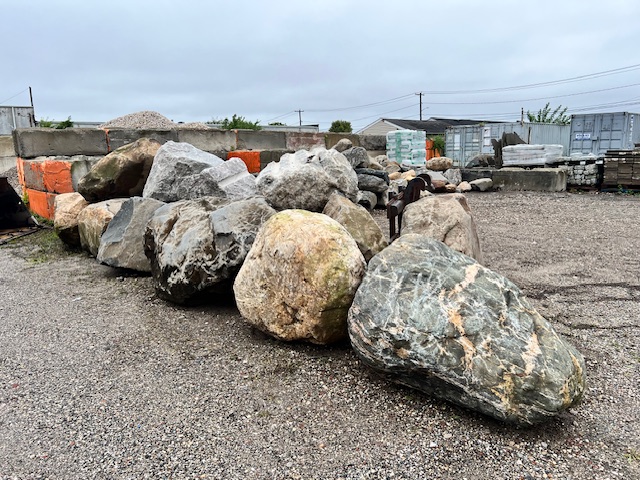 Feature Boulders — Stone & Aggregate material at the Omni Landscape & Garden Supply yard on Long Island